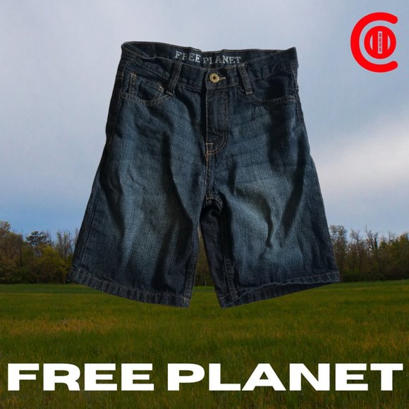 Girls Dark Blue Free People Jean Shorts - Picture 2 of 3